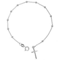 Różaniec srebrny - bransoletka różańcowa na rękę, dziesiątka diamentowana, 3,0 mm, 2,0-2,7 g, rodowane srebro pr. 925 BRP33