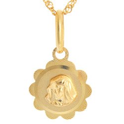 Złoty medalik pr. 585 Matka Boska Bolesna kwiatek ZM057