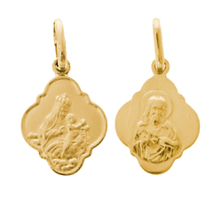 Złoty medalik pr. 585 Matka Boża Szkaplerzna koniczynka mała ZM010