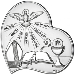 Obrazek srebrny pamiątka Bierzmowania serce DS60