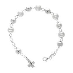 Różaniec srebrny - bransoletka różańcowa na rękę, dziesiątek, kulka 8 mm, srebro pr. 925 BRP46