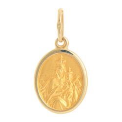 Złoty medalik pr. 585 M.B. Szkaplerzna owal z pogrubioną ramką ZM159
