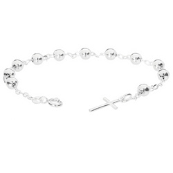 Różaniec srebrny - bransoletka różańcowa na rękę, dziesiątek, kulka 5 mm, srebro pr. 925 BRP06