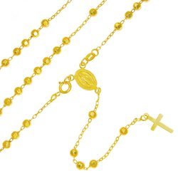 Różaniec srebrny - 5 dziesiątek pozłacany diamentowany, 4 mm srebro pr. 925 RC026