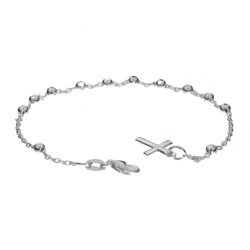 Różaniec srebrny - bransoletka na rękę, dziesiątek, rodowany diamentowany 2,1-2,5 g, srebro pr. 925 BRS02