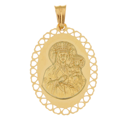 Złoty medalik pr. 585 M.B. Częstochowska duży ażurowe serduszka ZM137