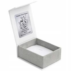 Pudełko na biżuterię eleganckie białe/szare z grawerem na srebrnej tabliczce BA-6/SZ/GS
