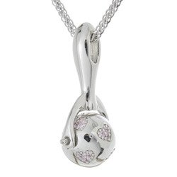 Srebrna przywieszka pr 925 Grzechotka serduszka różowe cyrkonie AKC13