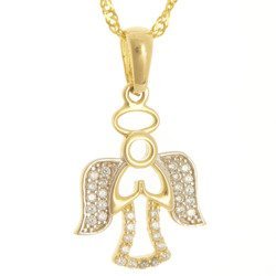 Złota przywieszka pr. 585 aniołek cyrkonie ZP059