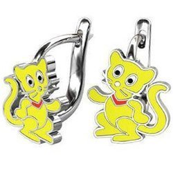 Srebrne kolczyki pr. 925 angielskie zapięcie żółty kot PSOK0002