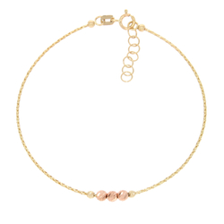 Złota bransoletka damska z kolorowymi kuleczkami złoto pr.585 ZBK007
