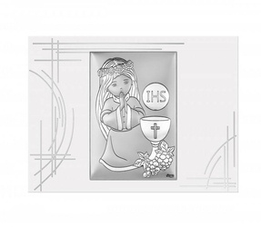 Obrazek Srebrny Pamiątka I Komunii dla dziewczynki prostokąt DS137FJA