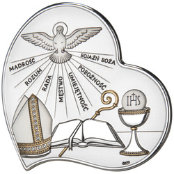 Obrazek srebrny pamiątka Bierzmowania serce DS60C