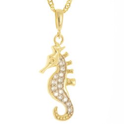 Złota przywieszka pr. 585 konik morski  cyrkonie ZP048