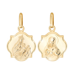 Złoty medalik pr. 585 Szkaplerz M.B. Szkaplerzna koniczynka błyszcząca ZM157