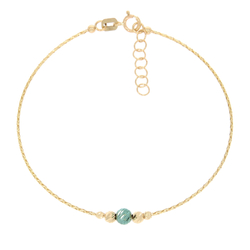 Złota bransoletka damska z kolorowymi kuleczkami złoto pr.585 ZBK004