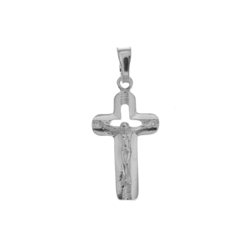 Medalik srebrny - Krzyżyk z wizerunkiem Jezusa MO077