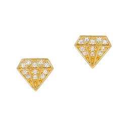 Złote kolczyki pr. 585 Diamenty białe cyrkonie sztyft ZA040