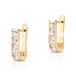 Złote kolczyki pr. 585 przecinki cyrkonie angielskie zapięcie ZA104