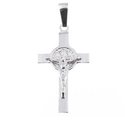Krzyżyk srebrny św. Benedykta z wizerunkiem Jezusa MO013