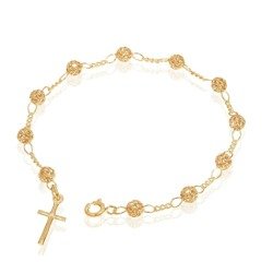 Różaniec srebrny - bransoletka na rękę, dziesiątka, ażurowy, 3,0-3,4 g, pozłacane srebro pr. 925 BRP08