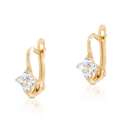 Złote kolczyki pr. 585 kwiatuszki cyrkonie angielskie zapięcie ZA105