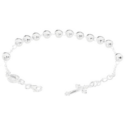 Różaniec srebrny - bransoletka różańcowa na rękę, dziesiątka, kulka 6 mm, srebro pr. 925 BRS55