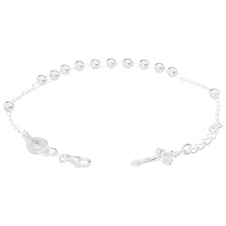 Różaniec srebrny - bransoletka różańcowa na rękę, dziesiątka, kulka 4 mm, srebro pr. 925 BRS53