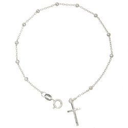 Różaniec srebrny - bransoletka różańcowa na rękę, dziesiątek, diamentowana kulka 3 mm, srebro pr. 925 BRP23