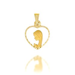 Złoty medalik pr. 585 Matka Boża modląca się ażurowe serce ZM017