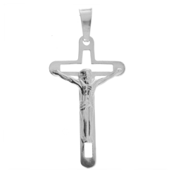 Medalik srebrny - Krzyżyk z wizerunkiem Jezusa MO139