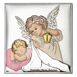 Obrazek srebrny Aniołek z latarenką różowy DS14CR