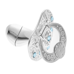 Smoczek srebrny pr. 925 niebieskie cyrkonie Chrzest Narodziny Dziecka SM13