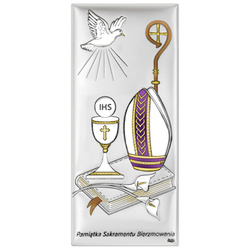 Obrazek srebrny Pamiątka Sakramentu Bierzmowania kolorowy DS220C