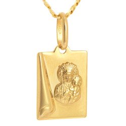 Złoty medalik pr. 585 Matka Boska Częstochowska prostokąt ZM048