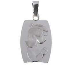 Medalik srebrny komunijny - dziewczynka modląca się MM110