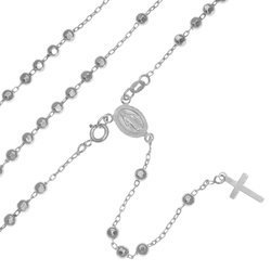 Różaniec srebrny - 5 dziesiątek rodowany diamentowany 3,0 mm srebro pr. 925 RC032