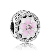 Srebrna zawieszka pr 925 Charms kwiat różowy PAN224