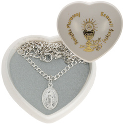 Zestaw srebrny pr. 925 medalik Matka Boża Niepokalana Cudowny medalik łańcuszek pudełko ML001/L60GRF6L/P20