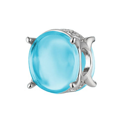 Srebrna przywieszka pr 925 Charms niebieski lazurowy kamień cyrkonie PAN206