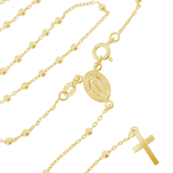 Różaniec srebrny - 5 dziesiątek pozłacany kulka gładka 3 mm srebro pr. 925 RC018-60