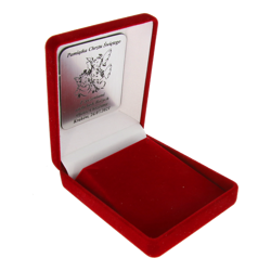 Pudełko flokowe z indywidualnym grawerem na laminacie grawerskim czerwone P7/FLOKCZERW/GS