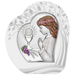 Obrazek Srebrny Pamiątka Pierwszej Komunii dla dziewczynki kolorowy DS127FTCA