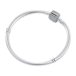 Srebrna bransoletka modułowa baza beczka z cyrkoniami pr. 925 BRAND006