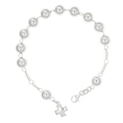 Różaniec srebrny - bransoletka różańcowa na rękę, dziesiątek, kulka 8 mm, srebro pr. 925 BRP07