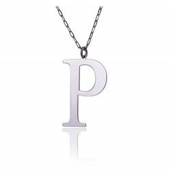 Naszyjnik celebrytka literka P 3,0 cm srebro rodowane pr 925 CELP3CM