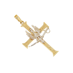 Złoty krzyżyk z Orłem krzyż Bóg Honor Cnota Ojczyzna złoto pr. 585 ZK085