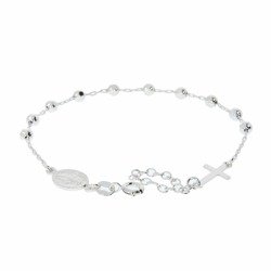 Różaniec srebrny - bransoletka na rękę, dziesiątek, diamentowany, 4,0 mm, rodowane srebro pr. 925 BRS12