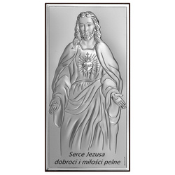 Obrazek srebrny Serce Jezusa Pamiątka Komunii 6672S