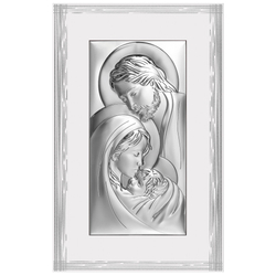 Obrazek Srebrny Święta Rodzina biała ramka ze zdobieniami 6380FB